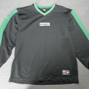 Vintage Boston Celtics Warm Up Jersey Mens XL‎ Black Green Nike NBA Spell Out